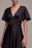 Flutter Sleeves V-Neck Long A Line Formal Dress