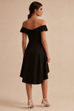 High Low A Line Off the Shoulder Little Black Dress