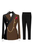 Dark Green 2 Piece Peak Lapel Double Breasted Men's Prom Suits