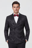 2 Piece Shawl Lapel Black Double Breasted Men's Wedding Suits