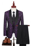 Black Shawl Lapel One Button 3 Piece Printed Men's Prom Suits