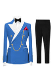 2 Piece Champagne Peak Lapel Double Breasted Men's Prom Suits