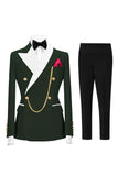 2 Piece Champagne Peak Lapel Double Breasted Men's Prom Suits
