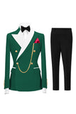 2 Piece Champagne Peak Lapel Double Breasted Men's Prom Suits