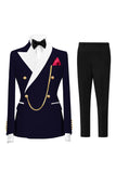 2 Piece Champagne Peak Lapel Double Breasted Men's Prom Suits
