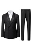 Light Blue 2 Piece Shawl Lapel Double Breasted Men's Prom Suits