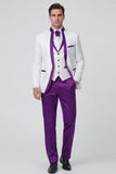 3 Piece Royal Blue One Button Printed Men's Prom Suits