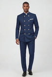 Navy 2 Piece Double Breasted Men's Suits
