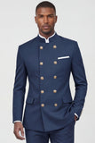 Navy 2 Piece Double Breasted Men's Suits
