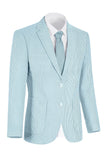 Notch Lapel Light Blue Single Breasted Men's Jacket