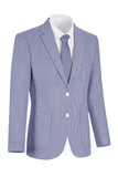 Notch Lapel Light Blue Single Breasted Men's Jacket