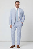 Peak Lapel Single Breasted Light Blue 2 Piece Men's Party Suits