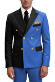 2 Piece Peak Lapel Double Breasted Purple Men's Prom Suits