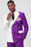 Purple 2 Piece Peak Lapel Double Breasted Men's Prom Suits