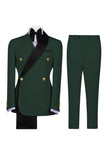 Sage Green 2 Piece Notch Lapel Double Breasted Men's Prom Suits