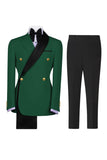 Sage Green 2 Piece Notch Lapel Double Breasted Men's Prom Suits