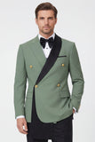 Sage Green 2 Piece Notch Lapel Double Breasted Men's Prom Suits