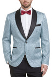 2 Piece Royal Blue Shawl Lapel One Button Printed Men's Prom Suits