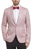 2 Piece Royal Blue Shawl Lapel One Button Printed Men's Prom Suits