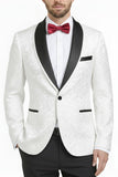 2 Piece Royal Blue Shawl Lapel One Button Printed Men's Prom Suits