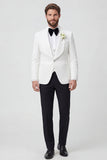 Black Shawl Lapel 3 Piece One Button Men's Wedding Suits