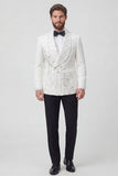 Black Shawl Lapel 2 Piece Double Breasted Men's Wedding Suits with Beading