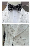 Black Shawl Lapel 2 Piece Double Breasted Men's Wedding Suits with Beading