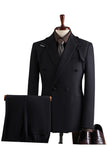 Grey 2 Piece Notch Lapel Double Breasted Men's Prom Suits