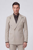 Grey 2 Piece Notch Lapel Double Breasted Men's Prom Suits