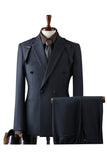 Grey 2 Piece Notch Lapel Double Breasted Men's Prom Suits