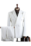 Grey 2 Piece Notch Lapel Double Breasted Men's Prom Suits