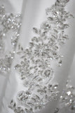 White 2 Piece Peak Lapel One Button Men's Wedding Suits with Beading