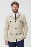 Beige Notch Lapel Single Breasted Men's Jacket