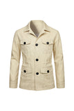 Beige Notch Lapel Single Breasted Men's Jacket