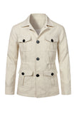 Beige Notch Lapel Single Breasted Men's Jacket