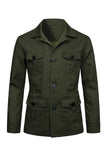 Beige Notch Lapel Single Breasted Men's Jacket