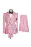 Shawl Lapel 2 Piece Light Blue Double Breasted Men's Prom Suits with Beading