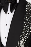 2 Piece Black Shawl Lapel One Button Beaded Men's Wedding Suits