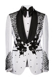 2 Piece Black Shawl Lapel One Button Beaded Men's Wedding Suits