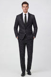 2 Piece Black One Button Shawl Lapel Glitter Men's Suits