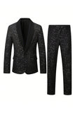 2 Piece Black One Button Shawl Lapel Glitter Men's Suits