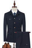 Dark Navy 2 Piece Single Breasted Men's Suits