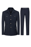 Dark Navy 2 Piece Single Breasted Men's Suits