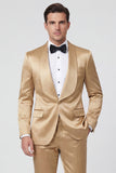 2 Piece Champagne Shawl Lapel One Button Men's Prom Suits