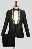 Black Shawl Lapel One Button Beaded Men's Prom Suits