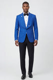 2 Piece Shawl Lapel Blue One Button Men's Prom Suits with Beading