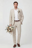 Notch Lapel Beige One Button 2 Piece Men's Wedding Suits