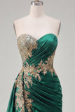 Dark Green Satin Bodycon Sweetheart Ruched Sequins Short Prom Dress with Sash