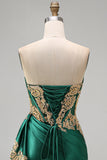 Dark Green Satin Sweetheart Ruched Sequins Sheer Corset Short Prom Dress with Sash