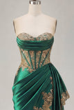 Dark Green Satin Sweetheart Ruched Sequins Sheer Corset Short Prom Dress with Sash